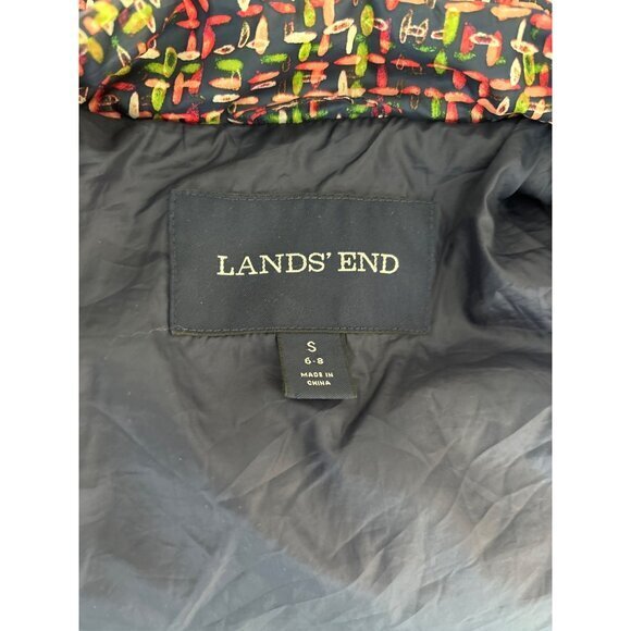 Lands End Women’s Size Small Down Puffer Jacket‎ Multi Color Abstract Print - Picture 9 of 10